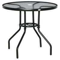 Outsunny 80cm Outdoor Round Glass Dining Table w/ Parasol Hole, Refurbished
