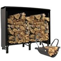 Outsunny 4FT Firewood Rack Holder W/ Canvas Carrier and Oxford Cover, Black