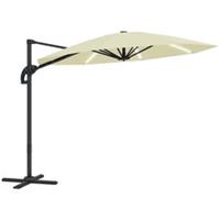 Outsunny 3m Garden Parasol w/ Lights Crank Cross Base Cream, Refurbished