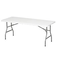 Outsunny Folding Garden Patio Table, White, Refurbished