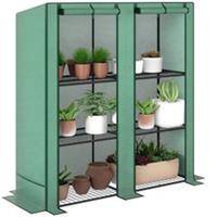 Outsunny 3 Tier Lean-to Mini Greenhouse with Green Hemmed Edging, Green