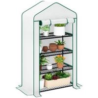 Outsunny 90 x 49 x 160cm Portable Mini Greenhouse with Shelves, White