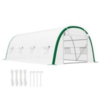 Outsunny Polytunnel Greenhouse Tunnel Warm House Tent with PE Cover, White