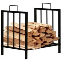 Outsunny Firewood Log Holder w/ Handles, Indoor Outdoor Black, Refurbished