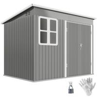 Outsunny 8.5 x 6ft Galvanised Steel Garden Shed with Foundation Kit, Grey