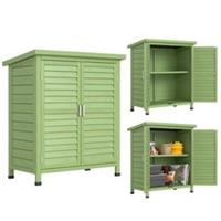 Outsunny Garden Storage Shed Solid Wood Garage Organisation w/ Doors, Green
