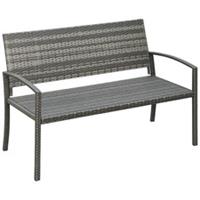 Outsunny Patio Rattan 2 Seater Garden Bench Love Seater Garden Armchair Grey