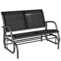 Outsunny 2-Person Patio Glider Bench Gliding Chair Loveseat w/ Armrest Black
