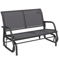 Outsunny 2-Person Patio Glider Bench Gliding Chair Loveseat w/ Armrest Grey