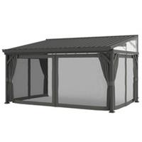 Outsunny 4.3 x 3 m Garden Pergola with Netting Curtains, Lean to Pergola