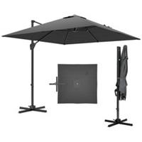 Outsunny Square Cantilever Roma Parasol 360 Degree Rotation Crank, Dark Grey
