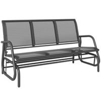 Outsunny 3-Seat Glider Rocking Chair for 3 People Garden Bench Grey