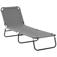 Outsunny Folding Lounge Chair Outdoor Chaise Lounge for Bench Patio Grey