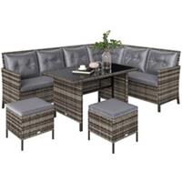 Outsunny 6 PCs Patio wicker Sofa Set Rattan Chair Furniture w/ Glass & Cushioned