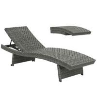 Outsunny PE Rattan Sun Lounger with 4-Level Adjustable Backrest, Mixed-grey