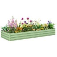 Outsunny Galvanised Raised Garden Bed Metal Planter Box, Light Green