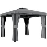 Outsunny 3 x 3(m) Patio Gazebo Garden Shelter w/ Mosquito Netting, Light Grey