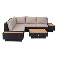 Outsunny 4Pcs Rattan Sofa Set Garden Furniture Set with Armrest Cushions Black