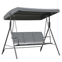 Outsunny 3 Seater Garden Swing Patio Hammock w/ Canopy for Outdoor Grey