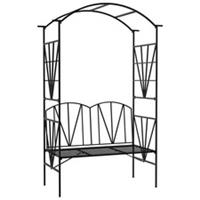 Outsunny Garden Bench, Metal Garden Loveseat with Arch for Climbing Plants