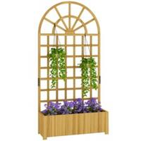 Outsunny Wooden Raised Planter with Lattice Trellis for Climbing Plants