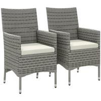 Outsunny 2 Pieces Outdoor Rattan Armchair Garden Dining Chair Set Mixed Grey