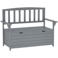 Outsunny Garden Storage Bench, 2 Seater Fir Wood Outdoor Bench, Dark Grey