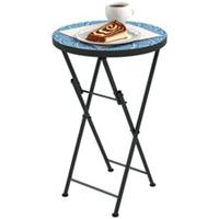 Outsunny Mosaic Garden Table, 35.5cm Folding Coffee Table, Blue