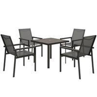 Outsunny 5 Piece Garden Dining Set, Outdoor Table and 4 Chairs, Grey