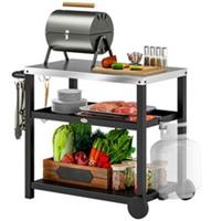 Outsunny BBQ Table with 2-Tier Shelf, Barbecue Station, Charcoal Grey