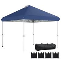 Outsunny 3x3 m Pop Up Gazebo w/ Wheels, One-Touch Party Tent, Dark Blue