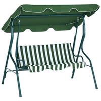 Outsunny 3-person Garden Swing Chair w/ Adjustable Canopy, Green Stripes