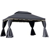 Outsunny 3x4m 2-Tier Gazebo Aluminium Garden Marquee Party Tent Black