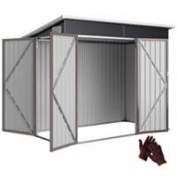 Outsunny Outdoor Storage Shed, 7.5 x 4.3ft Metal Garden Shed, Light Grey