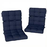Outsunny 2pc Outdoor Seat Cushion with Backrest, Ties, for Garden, Dark Blue