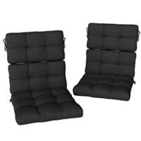 Outsunny 2pc Outdoor Seat Cushion with Backrest, Ties, for Garden, Black