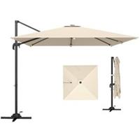 Outsunny 3 x 3 m Cantilever Parasol, Square Patio Umbrella with Crank Handle
