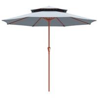 Outsunny Patio Umbrella with Double Top, 104'' x 104'', Light Grey