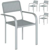 Outsunny Garden Chairs Set of 4, Stackable & Rattan Effect, Light Grey