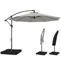 Outsunny 3(m) Banana Parasol Cantilever Umbrella Garden w/ Base Weights