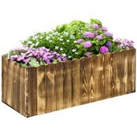 Outsunny 70L Wooden Rectangle Garden Flower Raised Bed Pot 80L x 33W x 30H cm