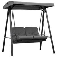 Outsunny 2 Seater Garden Outdoor Swing Chair Hammock w/ Adjustable Canopy Grey