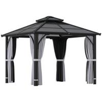 Outsunny 3x3(m) Hardtop Gazebo with Polycarbonate Roof & Sides, Grey