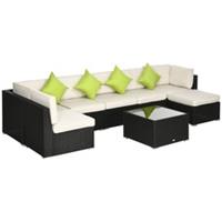 Outsunny 8 Pieces Patio Rattan Sofa Set Outdoor Garden Furniture Set Black