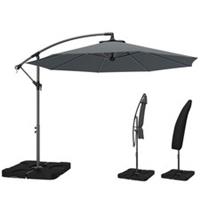 Outsunny 3(m) Banana Parasol Cantilever Umbrella Garden w/ Base Weights