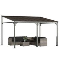 Outsunny 4 x 3 m Metal Lean-to Hardtop Gazebo, Wall-Mounted Pergola