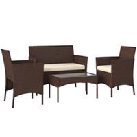 Outsunny 4 Piece Rattan Garden Furniture Sofa Set with Cushions, Brown