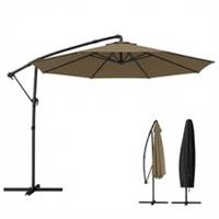Outsunny 3 m Garden Cantilever Parasol with Cover, Rotation, Khaki