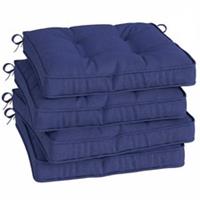 Outsunny 42 x 42cm Replacement Garden Seat Cushion Pad with Ties, Dark Blue