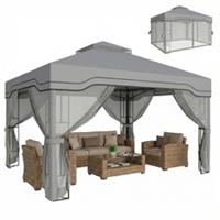 Outsunny 3 x 3.6 m Garden Gazebo with Shelves, UPF50+ Permanent Gazebo